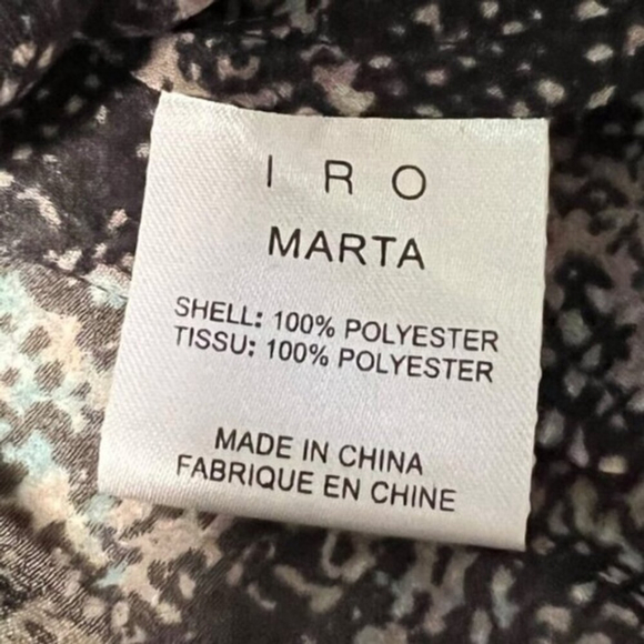 IRO Long Sleeve geometric MARTA printed peplum blouse Bateau Neckline sz 0 - Picture 6 of 6
